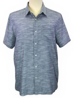 Volcom Men's Everett Modern Fit Blue Short Sleeve Button Down Shirt Size 2XL